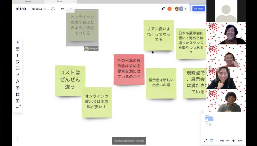 miroボードを背景にトークが進んでいく様子